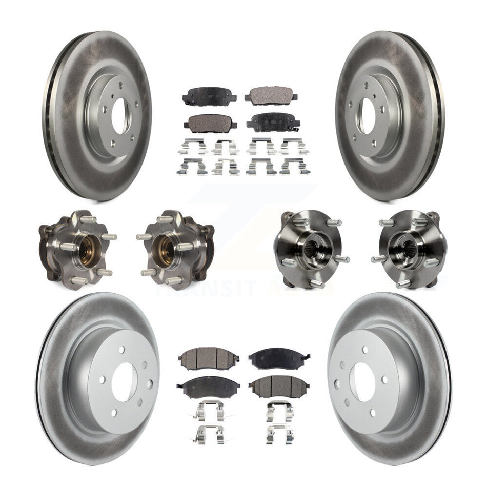 Front Rear Hub Bearing Coated Brake Rotor & Pad Kit (10Pc) For 2006-2007 INFINITI M35 AWD KBB-127615