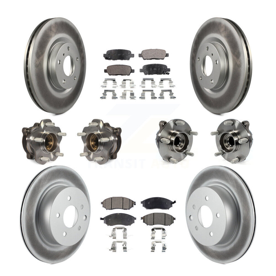 Front Rear Hub Bearing Coated Brake Rotor & Pad Kit (10Pc) For 2006-2007 INFINITI M35 RWD KBB-127616