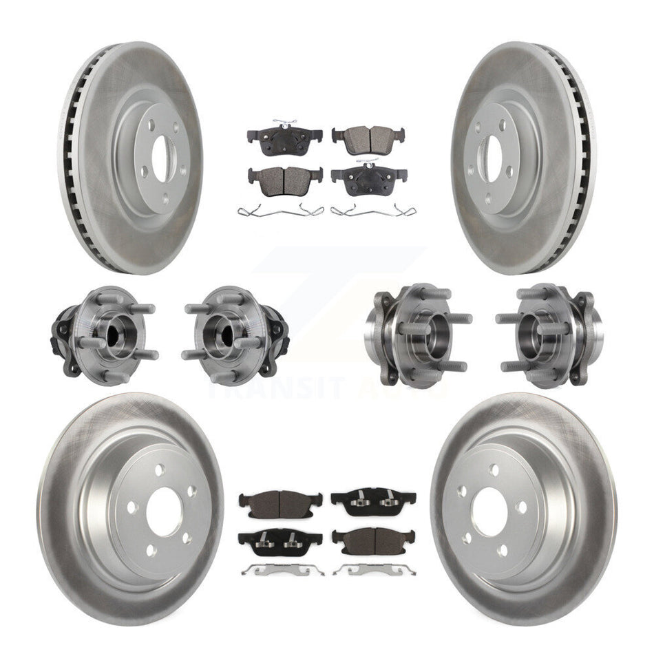 Front Rear Hub Bearing Coated Disc Brake Rotor Pad Kit (10Pc) For 2015-2018 Ford Edge FWD KBB-127618