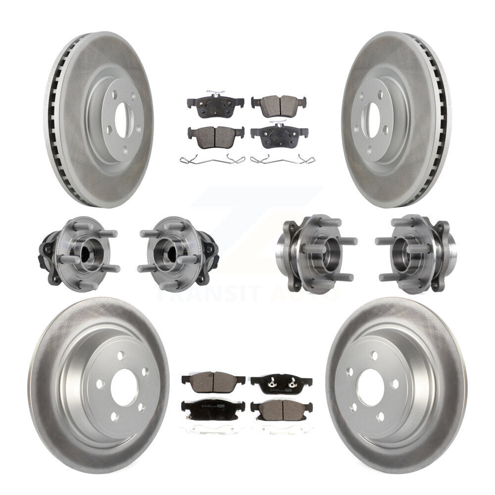 Front Rear Hub Bearing Coated Disc Brake Rotor Pad Kit (10Pc) For Lincoln Continental FWD KBB-127619