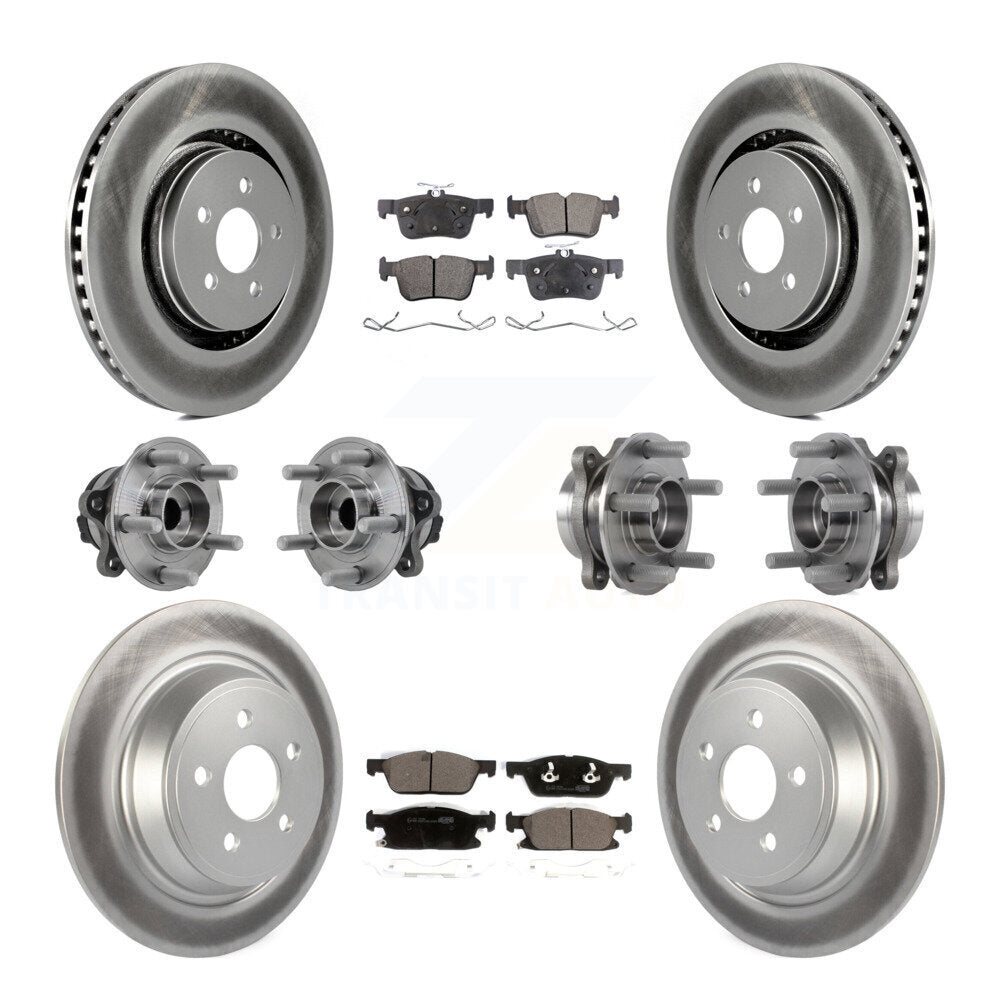 Front Rear Hub Bearing Coated Disc Brake Rotor Pad Kit (10Pc) For Lincoln Continental FWD KBB-127620