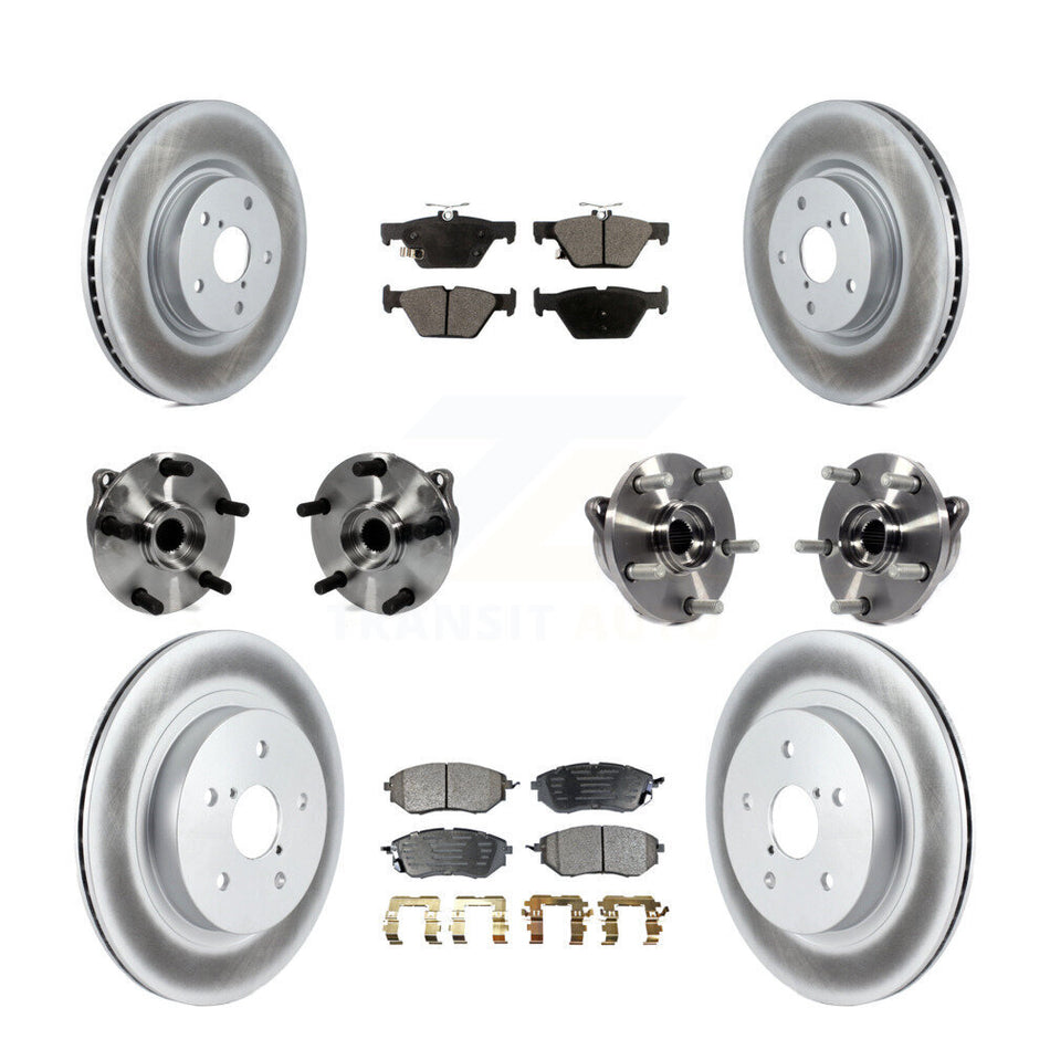 Front Rear Hub Bearing Coated Disc Brake Rotor And Ceramic Pads Kit (10Pc) For Subaru WRX KBB-127626