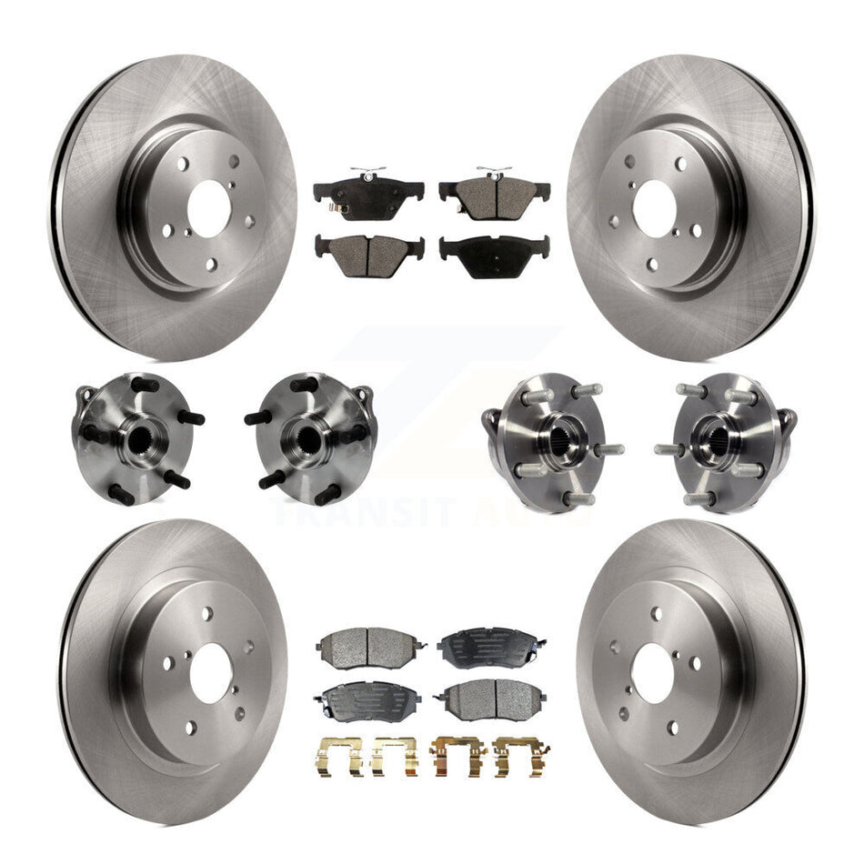 Front Rear Hub Bearing Disc Brake Rotors And Semi-Metallic Pads Kit (10Pc) For Subaru WRX KBB-127640
