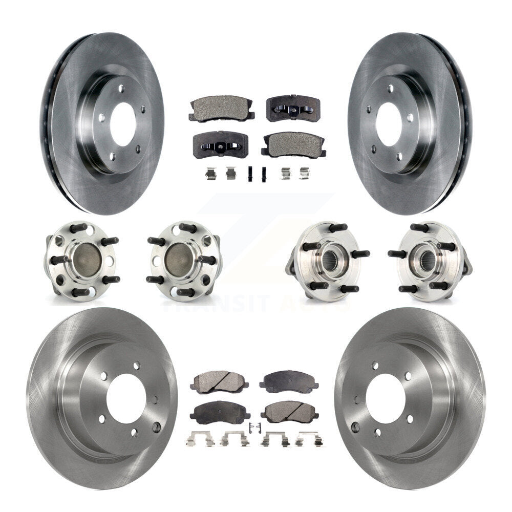 Front Rear Hub Bearing Disc Brake Rotor Pad Kit (10Pc) For Dodge Avenger Chrysler Sebring KBB-127641