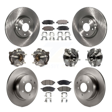 Front Rear Hub Bearing Disc Brake Rotor And Pad Kit (10Pc) For 2006-2007 INFINITI M35 AWD KBB-127643