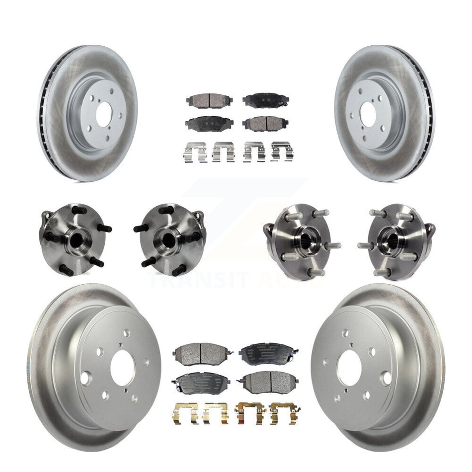 Front Rear Hub Bearing Assembly Coated Disc Brake Rotor And Pad Kit (10Pc) For Subaru WRX KBB-127646
