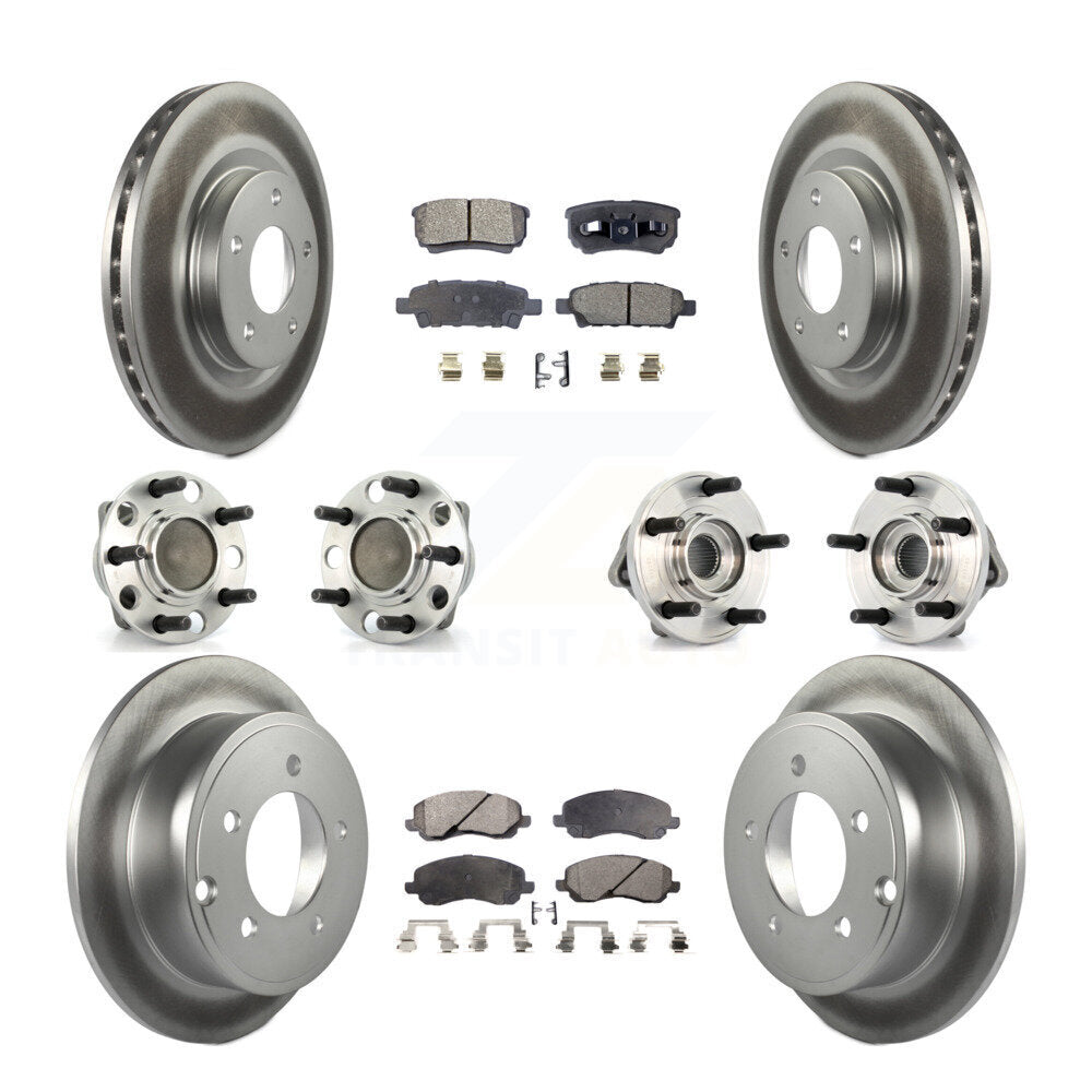 Front Rear Hub Bearing Coat Brake Rotor Pad Kit (10Pc) For Dodge Avenger Caliber Chrysler KBB-127649