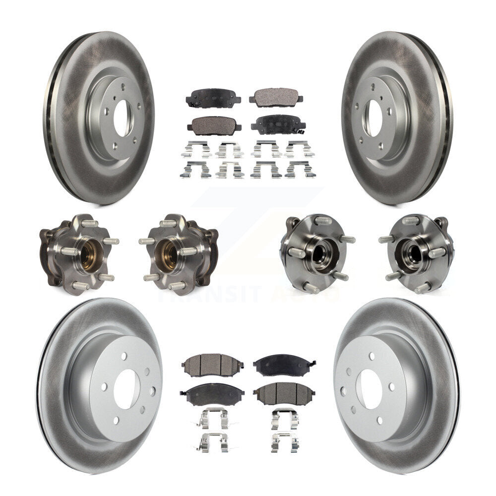 Front Rear Hub Bearing Coated Brake Rotor & Pad Kit (10Pc) For 2006-2007 INFINITI M35 RWD KBB-127654