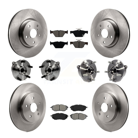 Front Rear Hub Bearing Disc Brake Rotors And Semi-Metallic Pads Kit (10Pc) For Subaru WRX KBB-127661