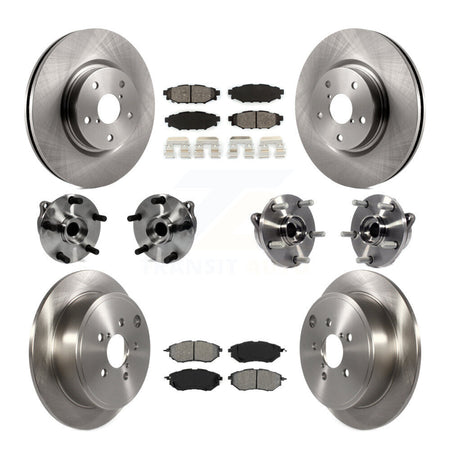 Front Rear Hub Bearing Disc Brake Rotors And Semi-Metallic Pads Kit (10Pc) For Subaru WRX KBB-127662