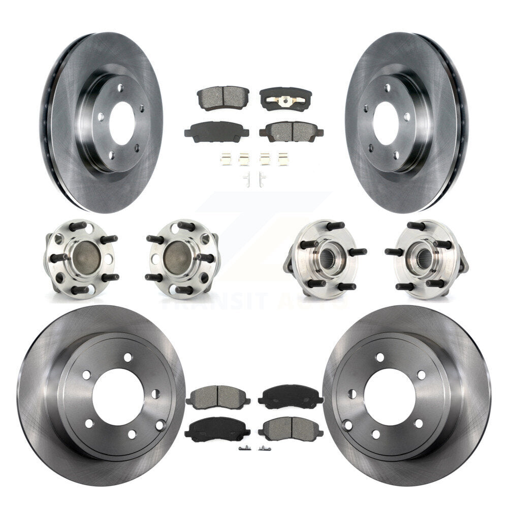 Front Rear Hub Bearing Disc Brake Rotor Pad Kit (10Pc) For Dodge Avenger Caliber Chrysler KBB-127667