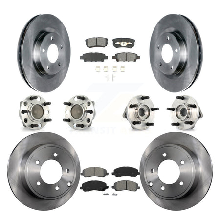 Front Rear Hub Bearing Disc Brake Rotor Pad Kit (10Pc) For Dodge Avenger Caliber Chrysler KBB-127667