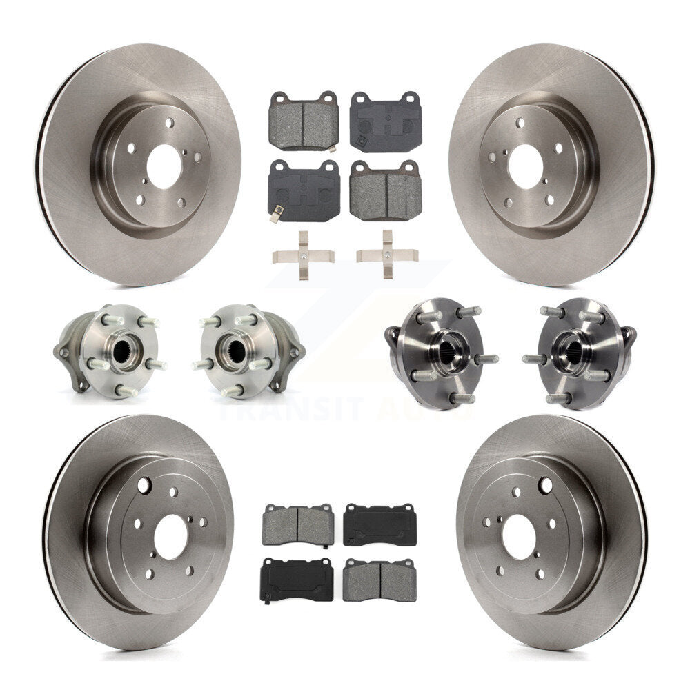 Front Rear Hub Bearings Disc Brake Rotors And Pads Kit (10Pc) For Subaru Impreza WRX STI KBB-127670