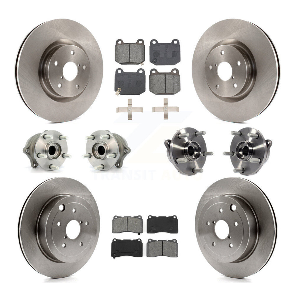Front Rear Hub Bearings Disc Brake Rotors And Pads Kit (10Pc) For Subaru Impreza WRX STI KBB-127670