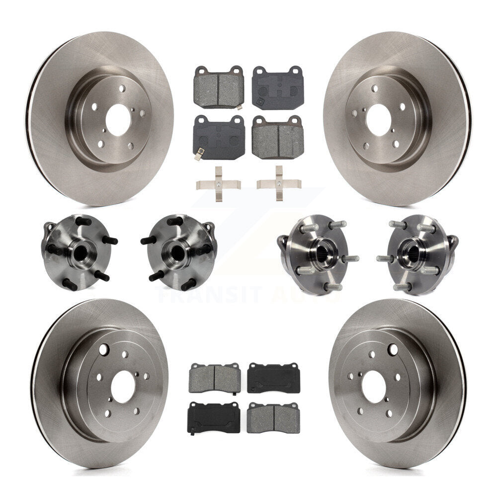 Front Rear Hub Bearings Disc Brake Rotors And Pads Kit (10Pc) For Subaru Impreza WRX STI KBB-127671