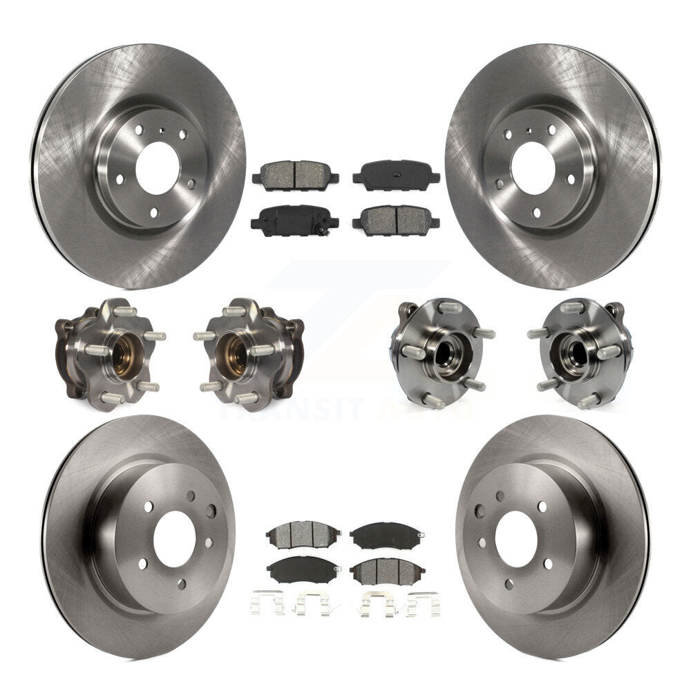 Front Rear Hub Bearing Disc Brake Rotor And Pad Kit (10Pc) For 2006-2007 INFINITI M35 RWD KBB-127673