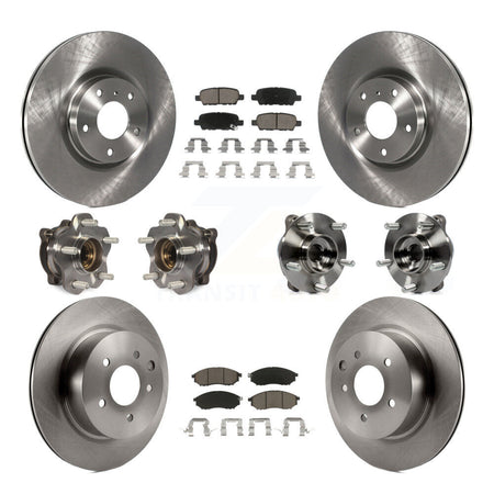 Front Rear Hub Bearing Disc Brake Rotor And Pad Kit (10Pc) For 2006-2007 INFINITI M35 AWD KBB-127681