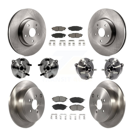 Front Rear Hub Bearings Disc Brake Rotors And Ceramic Pads Kit (10Pc) For Subaru WRX KBB-127683