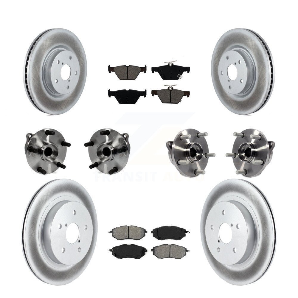 Front Rear Hub Bearing Assembly Coated Disc Brake Rotor And Pad Kit (10Pc) For Subaru WRX KBB-127687