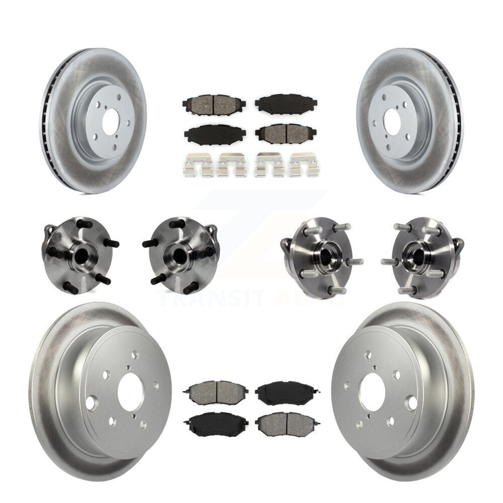 Front Rear Hub Bearing Assembly Coated Disc Brake Rotor And Pad Kit (10Pc) For Subaru WRX KBB-127688