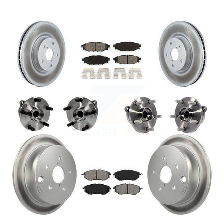 Front Rear Hub Bearing Assembly Coated Disc Brake Rotor And Pad Kit (10Pc) For Subaru WRX KBB-127688