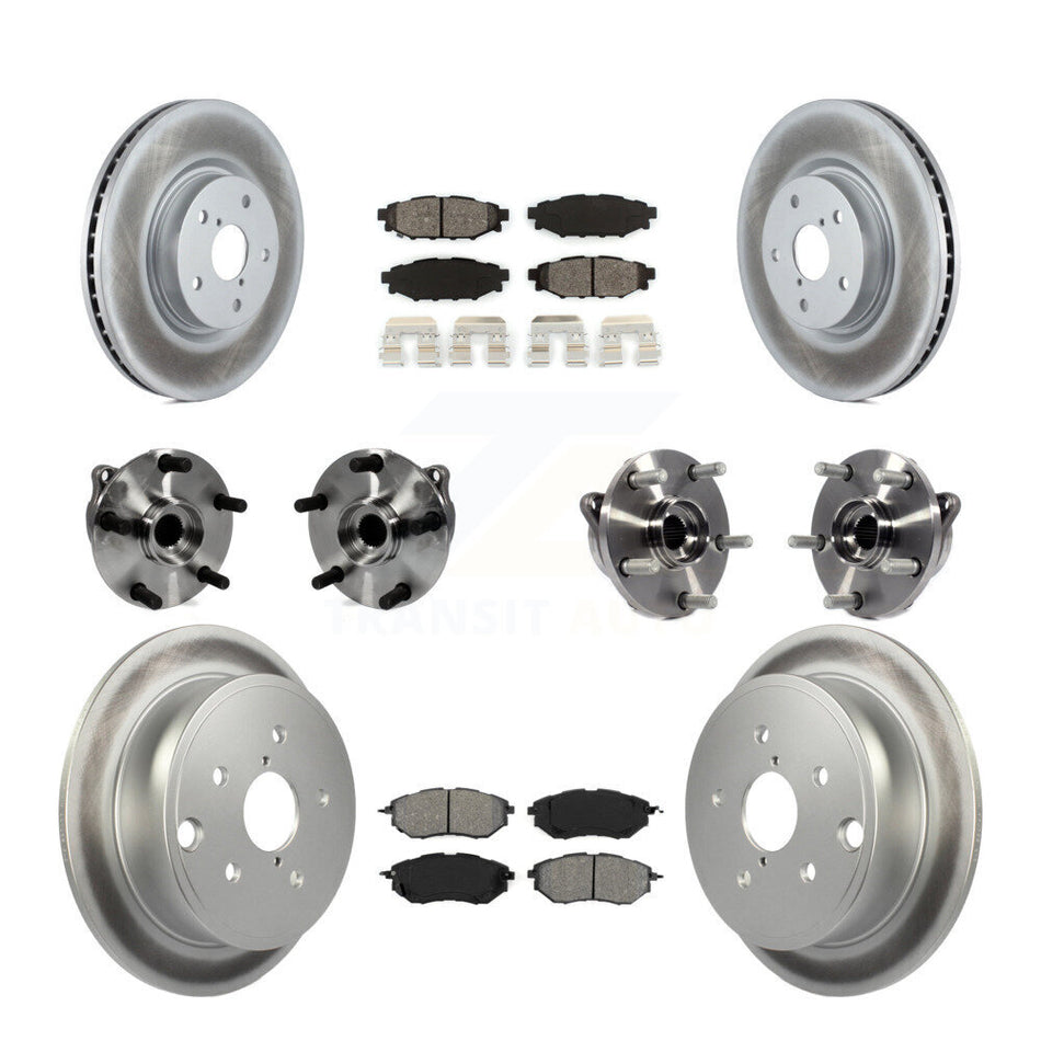 Front Rear Hub Bearing Assembly Coated Disc Brake Rotor And Pad Kit (10Pc) For Subaru WRX KBB-127688