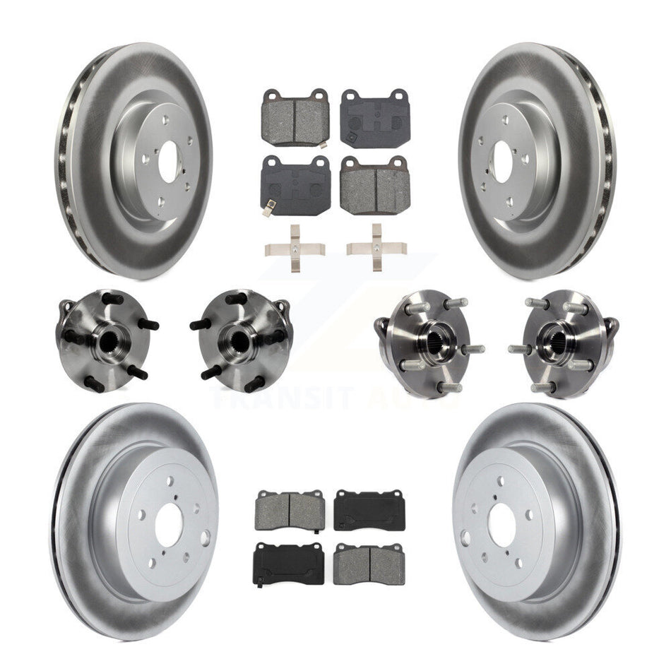 Front Rear Hub Bearing Coated Disc Brake Rotor Pads Kit (10Pc) For Subaru Impreza WRX STI KBB-127694