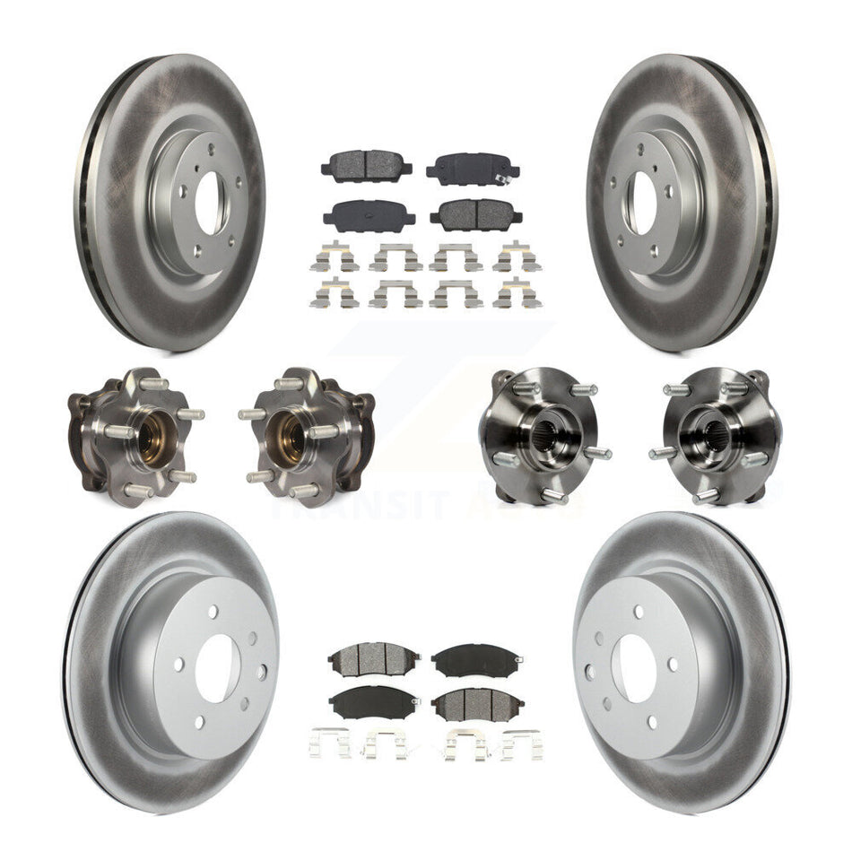 Front Rear Hub Bearing Coated Brake Rotor & Pad Kit (10Pc) For 2006-2007 INFINITI M35 AWD KBB-127695