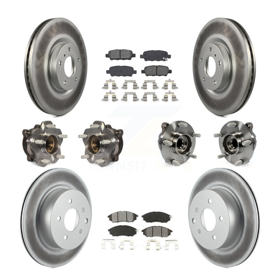 Front Rear Hub Bearing Coated Brake Rotor & Pad Kit (10Pc) For 2006-2007 INFINITI M35 RWD KBB-127696