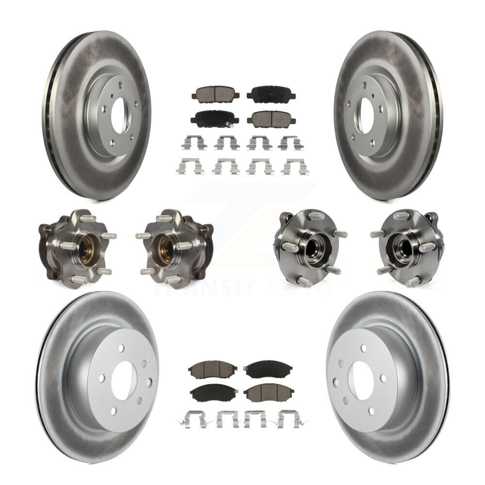 Front Rear Hub Bearing Coated Brake Rotor & Pad Kit (10Pc) For 2006-2007 INFINITI M35 RWD KBB-127700