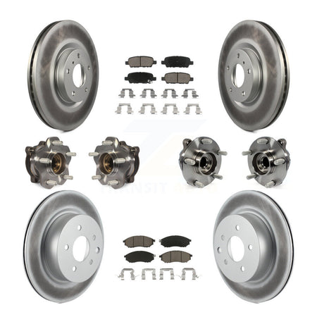 Front Rear Hub Bearing Coated Brake Rotor & Pad Kit (10Pc) For 2006-2007 INFINITI M35 RWD KBB-127700