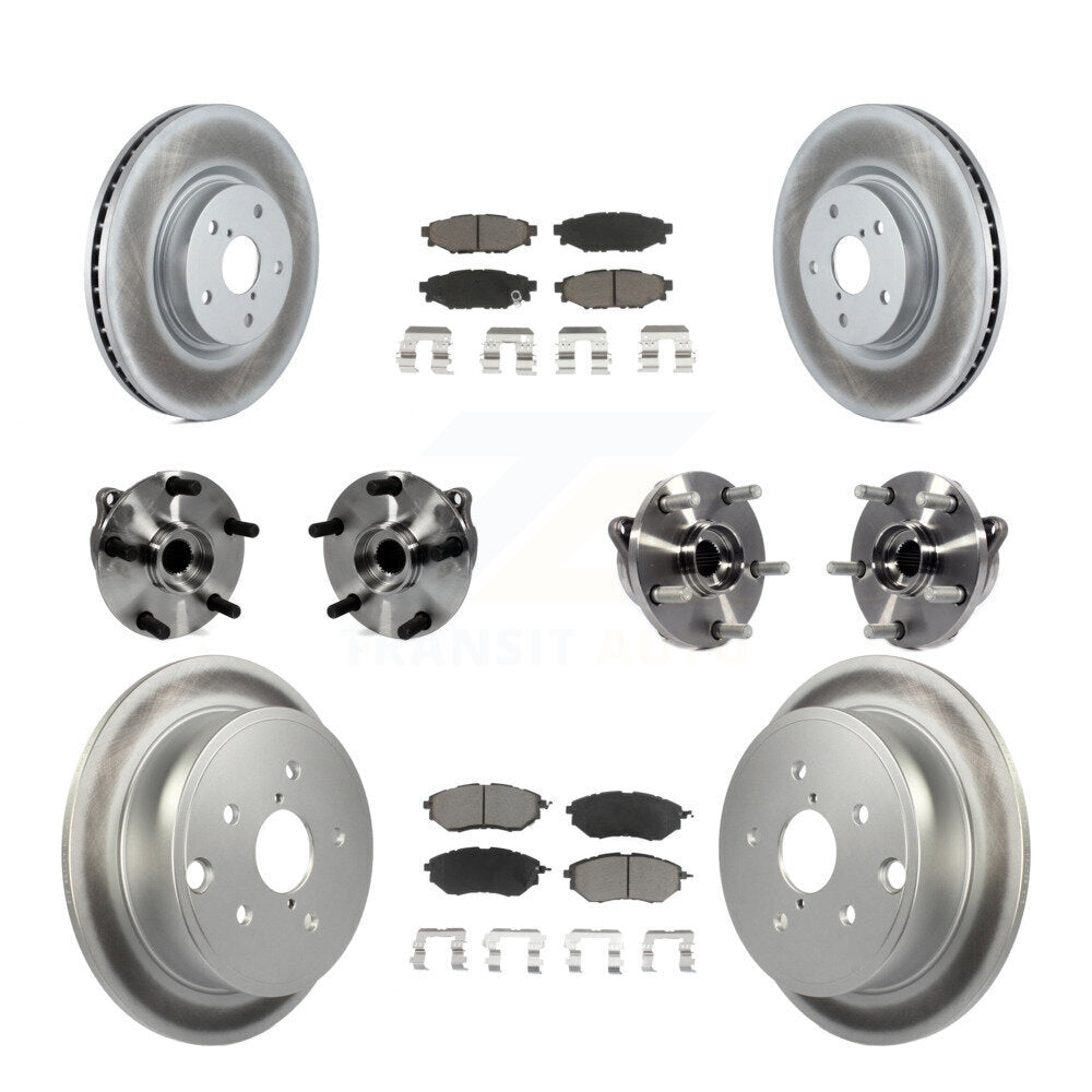 Front Rear Hub Bearing Coated Disc Brake Rotor And Ceramic Pads Kit (10Pc) For Subaru WRX KBB-127702