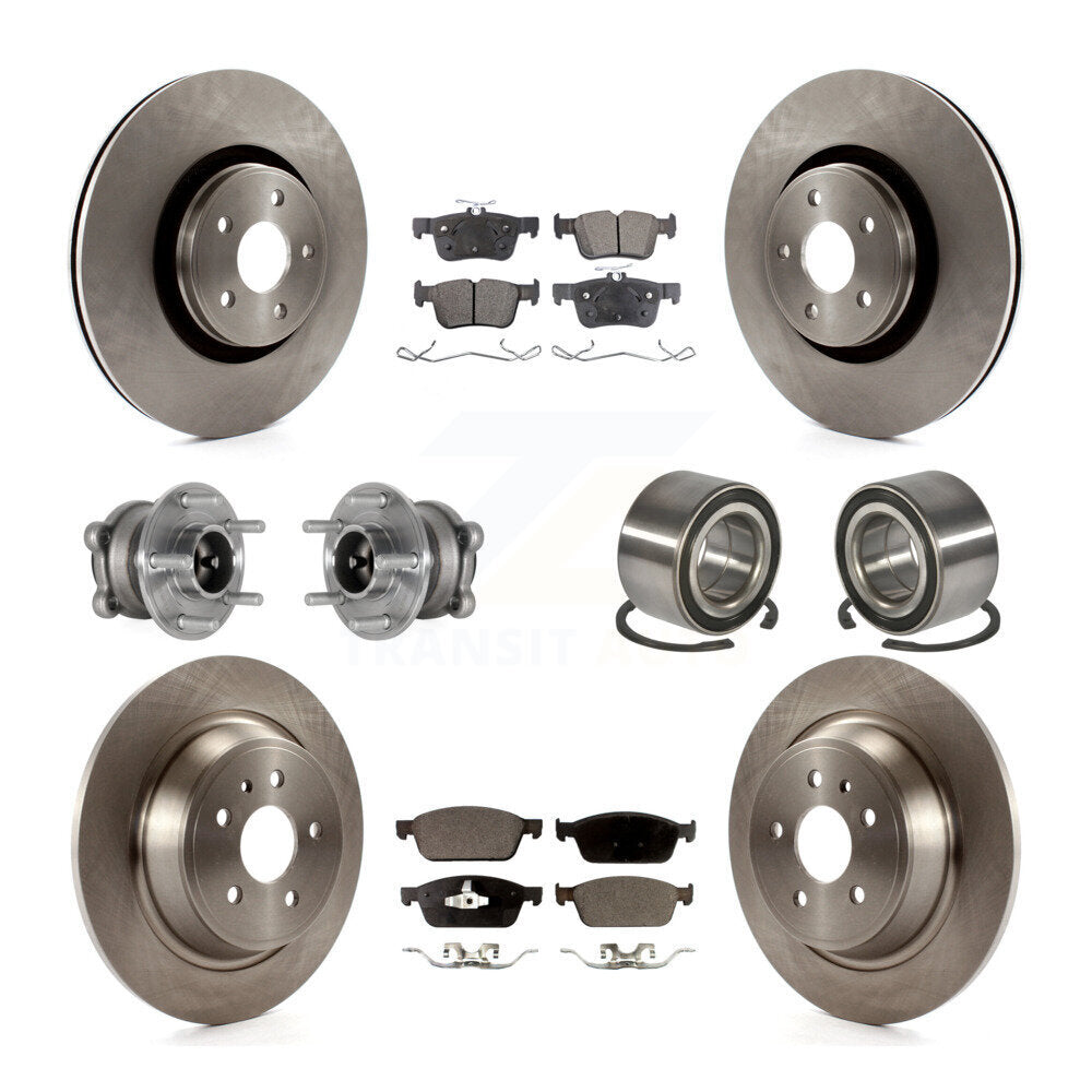 Front Rear Wheel Hub Bearing Disc Brake Rotor And Ceramic Pads Kit (10Pc) For Lincoln MKC KBB-127713