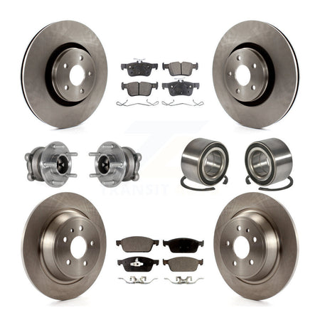 Front Rear Wheel Hub Bearing Disc Brake Rotor And Ceramic Pads Kit (10Pc) For Lincoln MKC KBB-127713