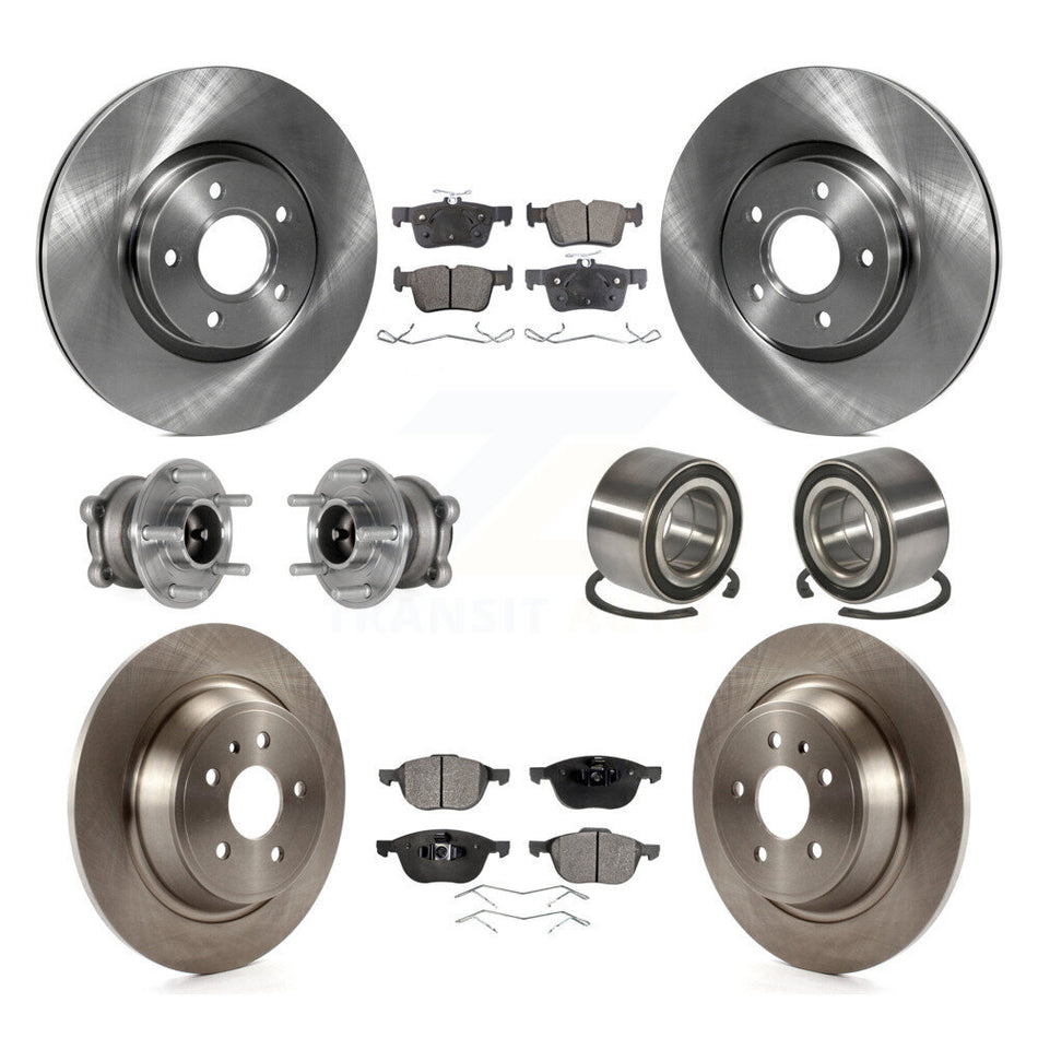 Front Rear Hub Bearing Brake Rotor And Pad Kit (10Pc) For Ford Escape With Parking Assist KBB-127715