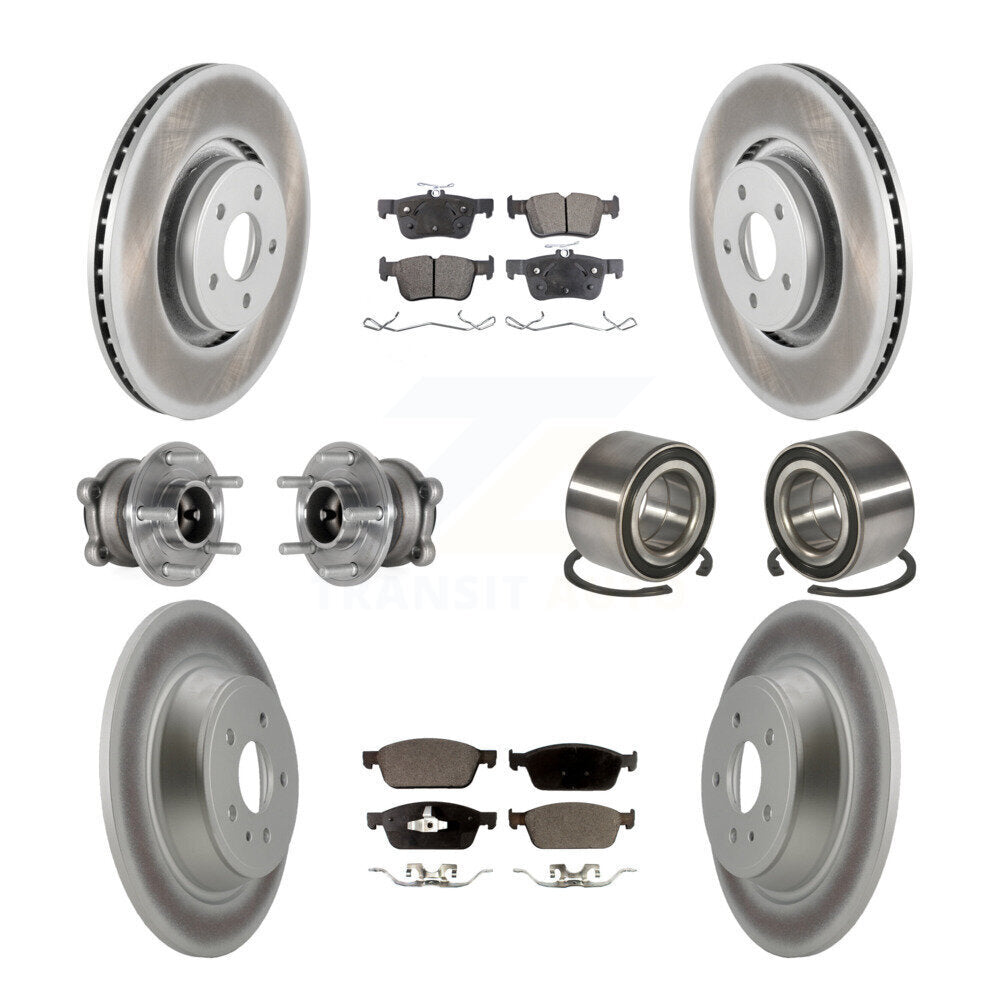 Front Rear Hub Bearing Coated Disc Brake Rotor And Ceramic Pad Kit (10Pc) For Lincoln MKC KBB-127717