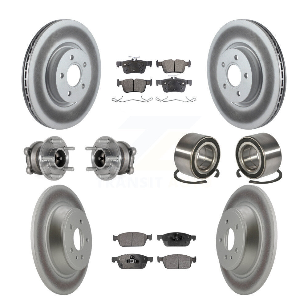Front Rear Hub Bearing Coated Disc Brake Rotor Pad Kit (10Pc) For Ford Escape Lincoln MKC KBB-127718