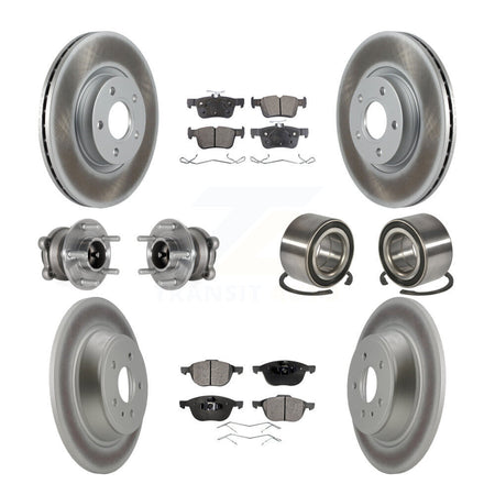 Front Rear Hub Bearing Coat Brake Rotor Pad Kit (10Pc) For Ford Escape FWD with 2.5L/1.5L KBB-127719