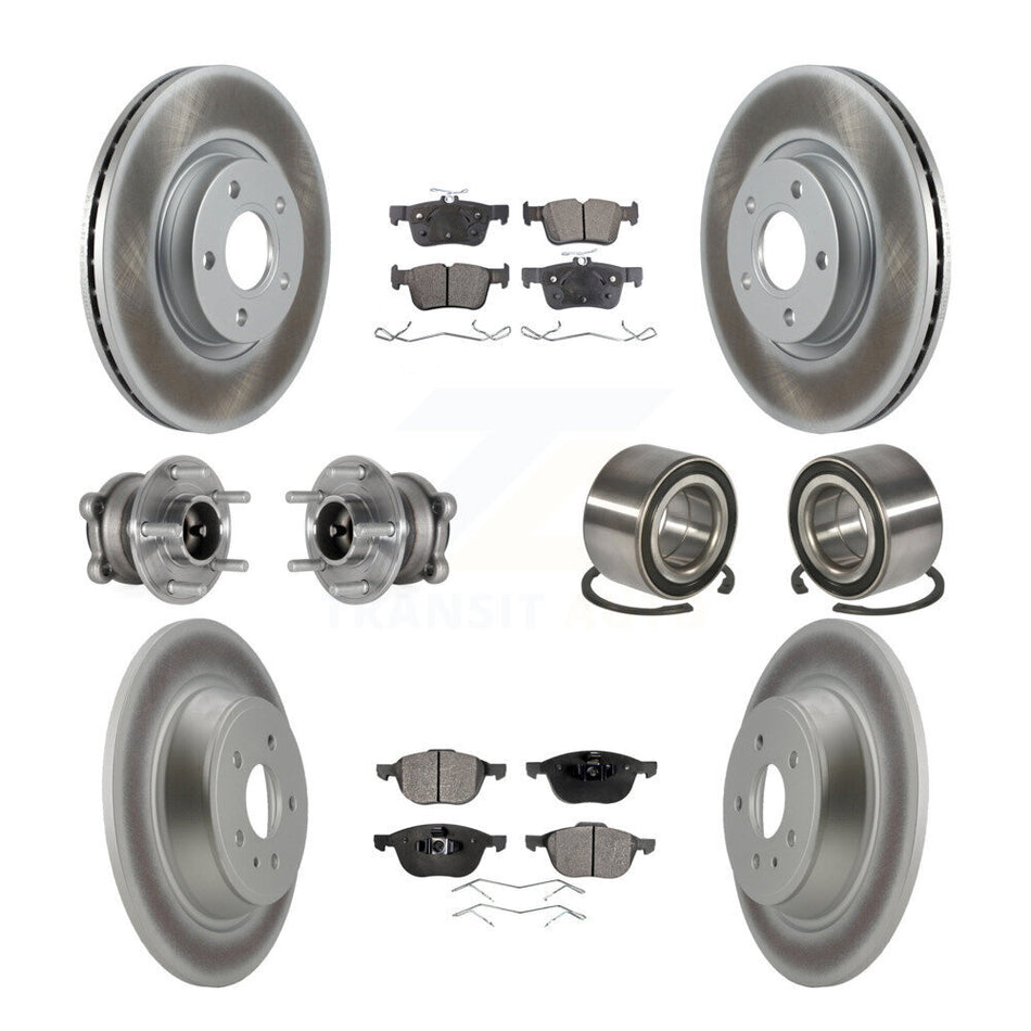 Front Rear Hub Bearing Coat Brake Rotor Pad Kit (10Pc) For Ford Escape FWD with 2.5L/1.5L KBB-127719