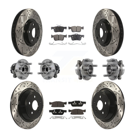Front Rear Hub Bearing Coated Disc Brake Rotor Pad Kit (10Pc) For 2015-2018 Ford Edge FWD KBB-127723