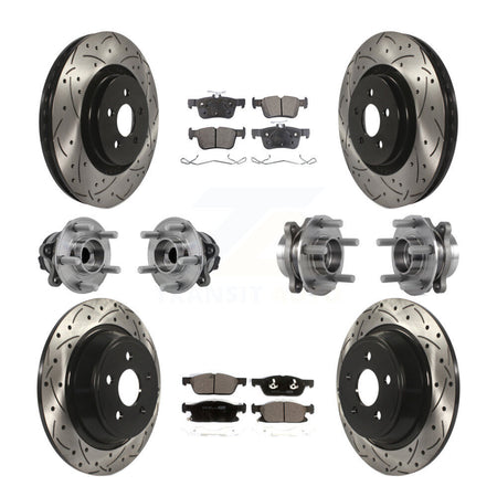 Front Rear Hub Bearing Coated Disc Brake Rotor Pad Kit (10Pc) For Lincoln Continental FWD KBB-127726