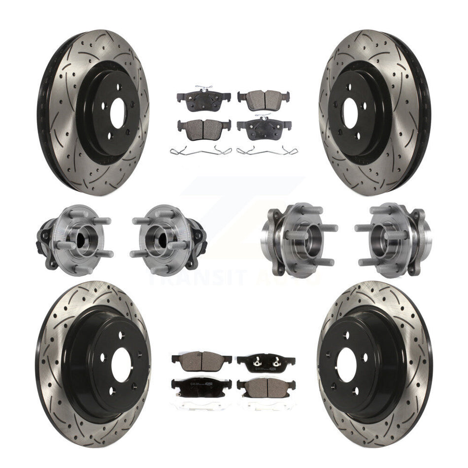 Front Rear Hub Bearing Coated Disc Brake Rotor Pad Kit (10Pc) For Lincoln Continental FWD KBB-127726