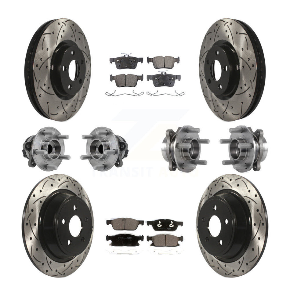 Front Rear Hub Bearing Coated Disc Brake Rotor Pad Kit (10Pc) For Lincoln Continental FWD KBB-127727