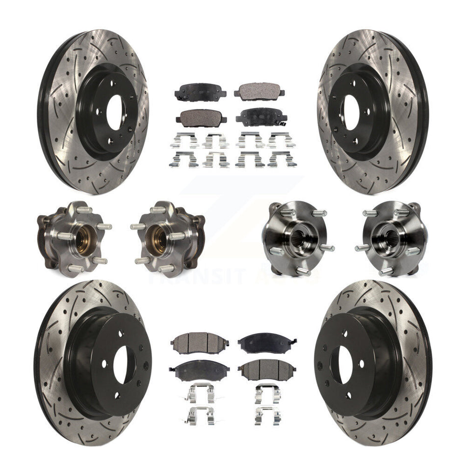 Front Rear Hub Bearing Coated Brake Rotor & Pad Kit (10Pc) For 2006-2007 INFINITI M35 AWD KBB-127733