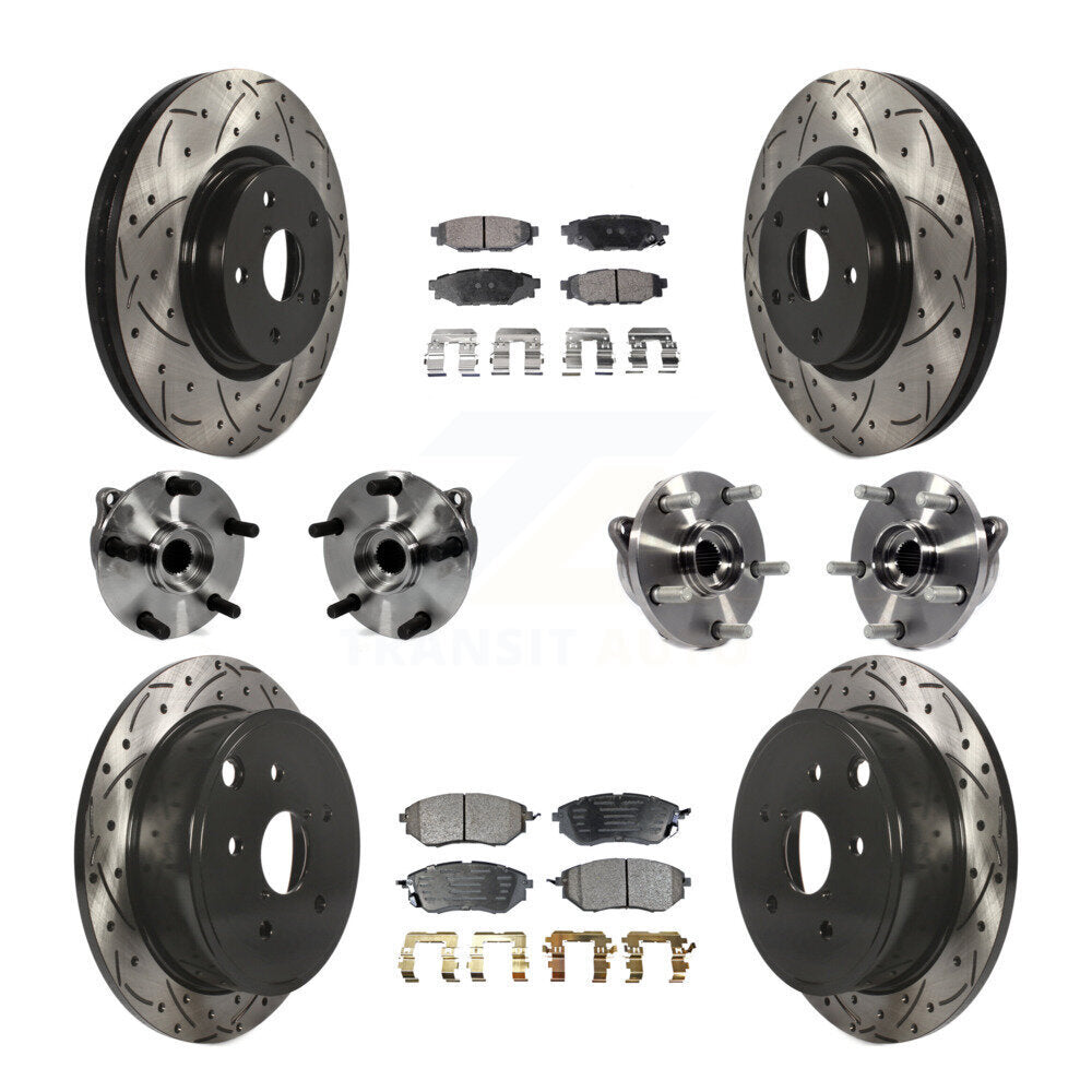 Front Rear Hub Bearing Coated Disc Brake Rotor And Ceramic Pads Kit (10Pc) For Subaru WRX KBB-127735