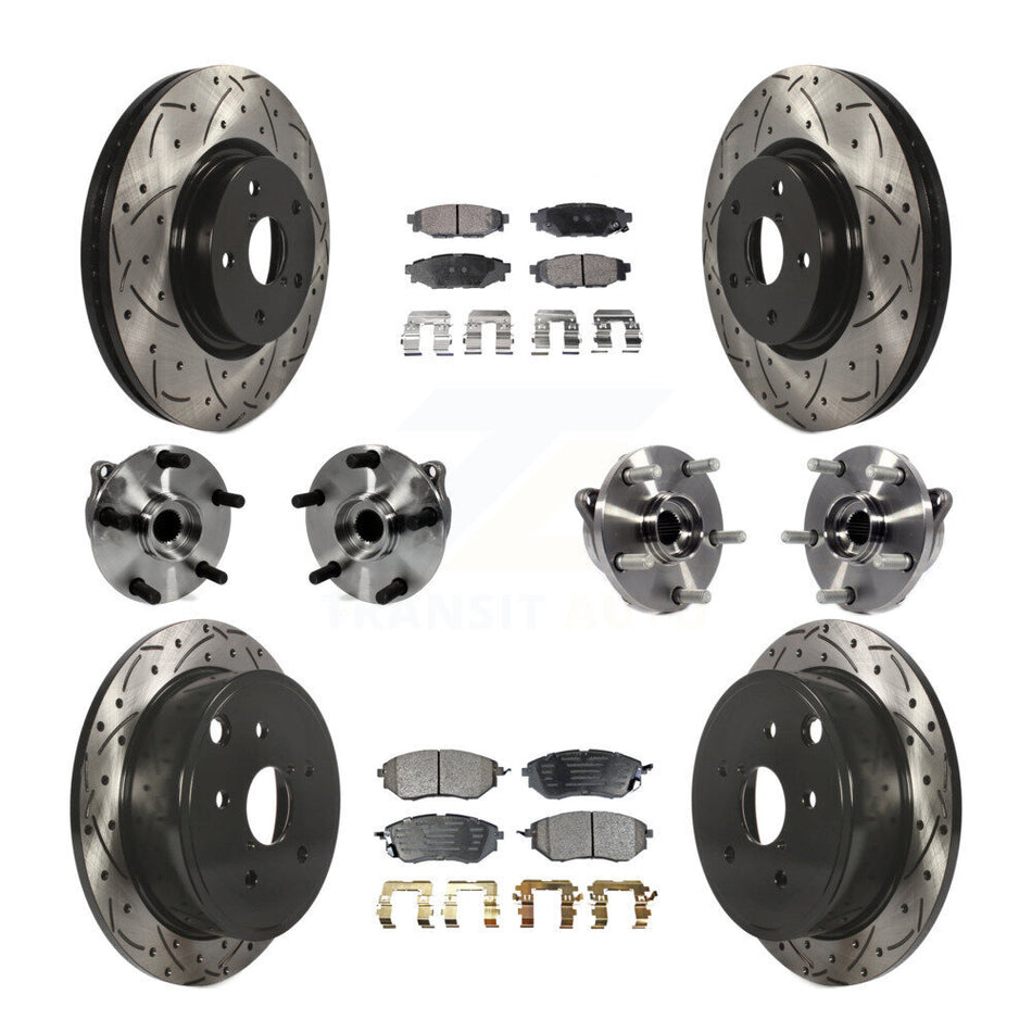 Front Rear Hub Bearing Coated Disc Brake Rotor And Ceramic Pads Kit (10Pc) For Subaru WRX KBB-127735