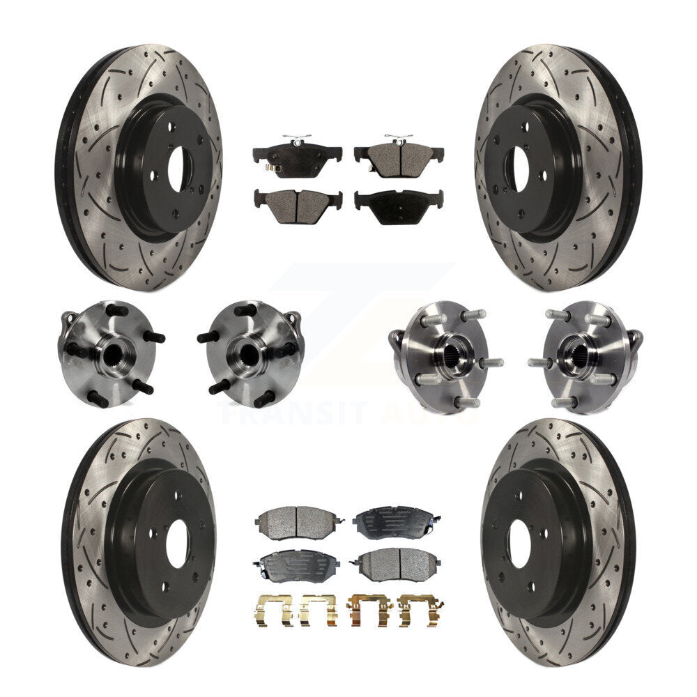 Front Rear Hub Bearing Assembly Coated Disc Brake Rotor And Pad Kit (10Pc) For Subaru WRX KBB-127740
