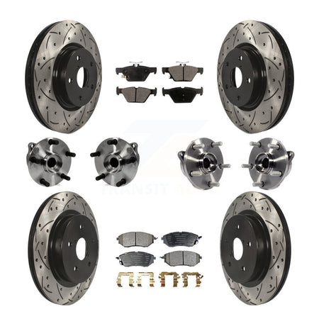 Front Rear Hub Bearing Assembly Coated Disc Brake Rotor And Pad Kit (10Pc) For Subaru WRX KBB-127740