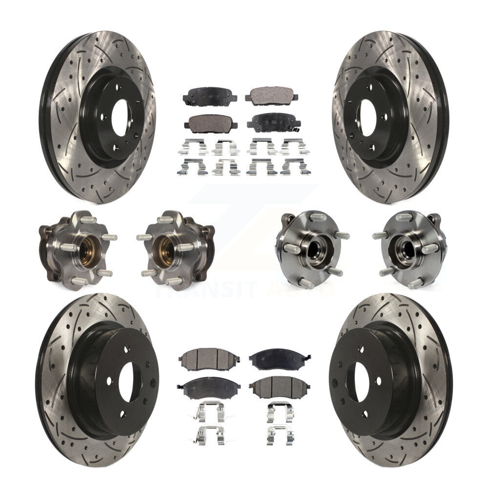 Front Rear Hub Bearing Coated Brake Rotor & Pad Kit (10Pc) For 2006-2007 INFINITI M35 RWD KBB-127743