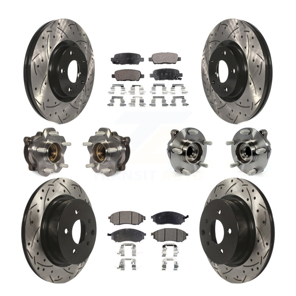 Front Rear Hub Bearing Coated Brake Rotor & Pad Kit (10Pc) For 2006-2007 INFINITI M35 RWD KBB-127743